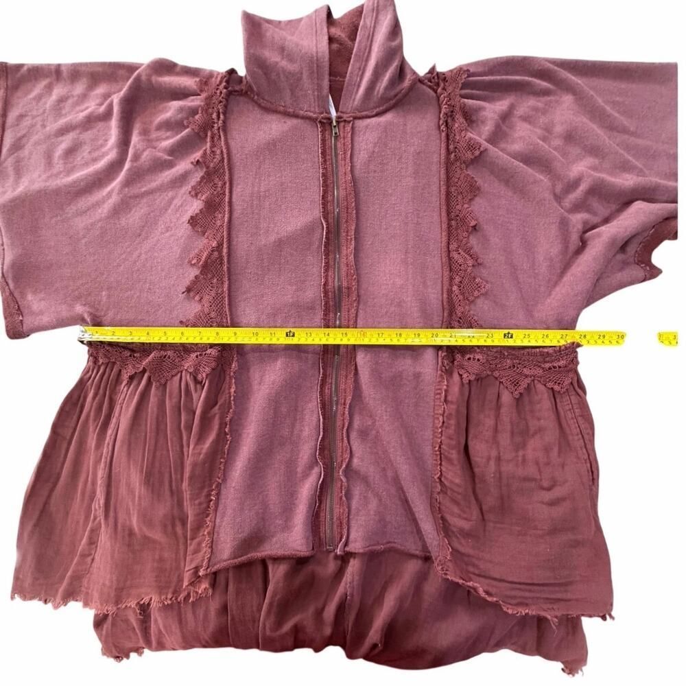 Free People Hey Girl Lace Peplum Hoodie Full Zip Slouchy Whimsigoth Jacket M - Picture 13 of 16